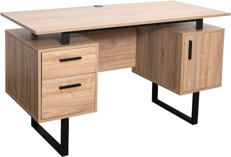 Photo 1 of BOX 1 OF 2 ONLY**Techni Mobili Modern Office, Walnut Desk with Storage, ONE Size
