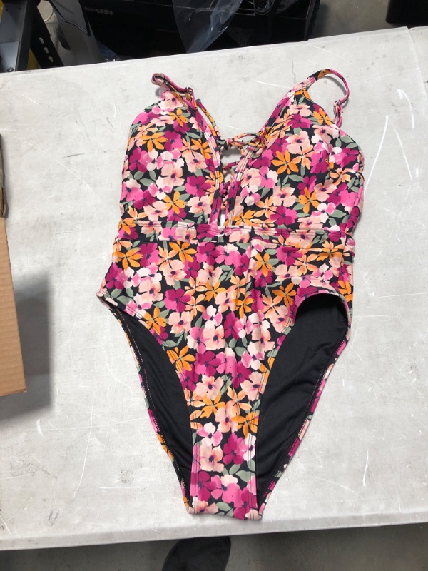 Photo 2 of Caitlynn Floral Plunge Cut Out One Piece Swimsuit size medium 