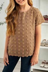 Photo 1 of Brown Swiss Dot Little Girl Short Sleeve Top
size medium 