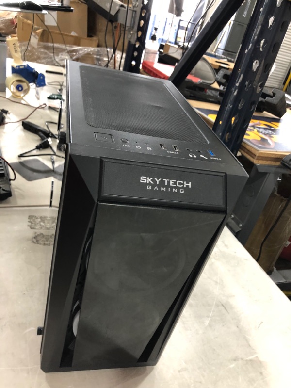 Photo 8 of POWERS ON DOES NOT DISPLAY ANYTHING PARTS ONLY 
Skytech Blaze II Gaming PC Desktop – Intel Core i3 10105F 3.7 GHz, GTX 1650, 500GB SSD, 16G DDR4 3200, 600W Gold PSU, AC Wi-Fi, Windows 10 Home 64-bit