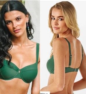 Photo 11 of 4 item bundle 
Shangrila Solids Folded High Waist Bikini Bottom
size medium 
Juniper Striped Low Waisted Bikini Bottom
size medium 
Juniper Leafy Crisscross Bikini Top
size XS
Galilea Green Molded Cup Bikini Top
size XS