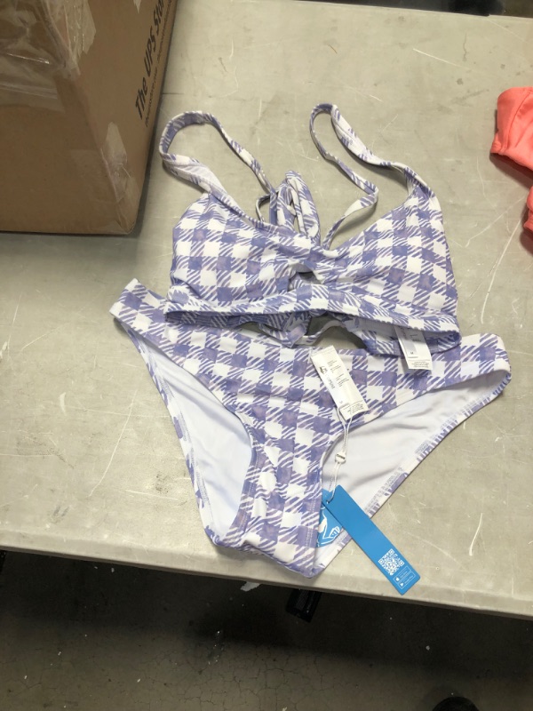 Photo 1 of cupshe blue and white  checkered bikini 
size medium 