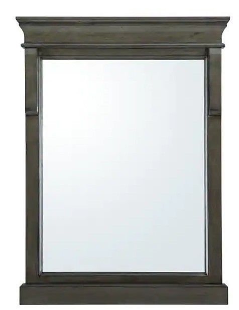 Photo 1 of **CAUTION BROKEN GLASS PRESENT **Home Decorators Collection
23.5 in. W x 32 in. H Framed Rectangular Bathroom Vanity Mirror in Distressed Grey