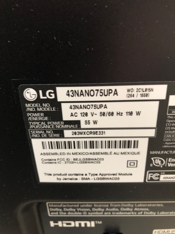 Photo 6 of LG NanoCell 75 Series 43” Alexa Built-in 4k Smart TV (3840 x 2160), 60Hz Refresh Rate, AI-Powered 4K Ultra HD, Active HDR, HDR10, HLG (43NANO75UPA, 2021)
