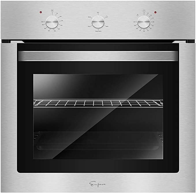 Photo 1 of *Damaged* *Loose glass inside box*
Empava 24XWOA01 24” Electric Single Wall Oven with Basic Broil Bake Functions Mechanical Knobs Control Stainless Steel, WOA01
