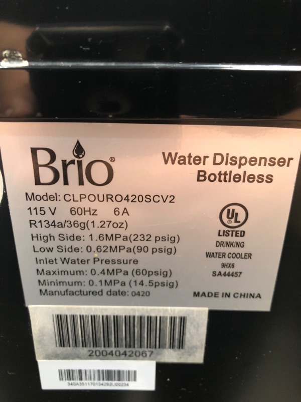 Photo 9 of Brio Self Cleaning Bottleless Water Cooler Dispenser, UL/Energy Star, Stainless Steel, Point of Use Drinking Water Filter, Hot, Cold, and Room Temperature