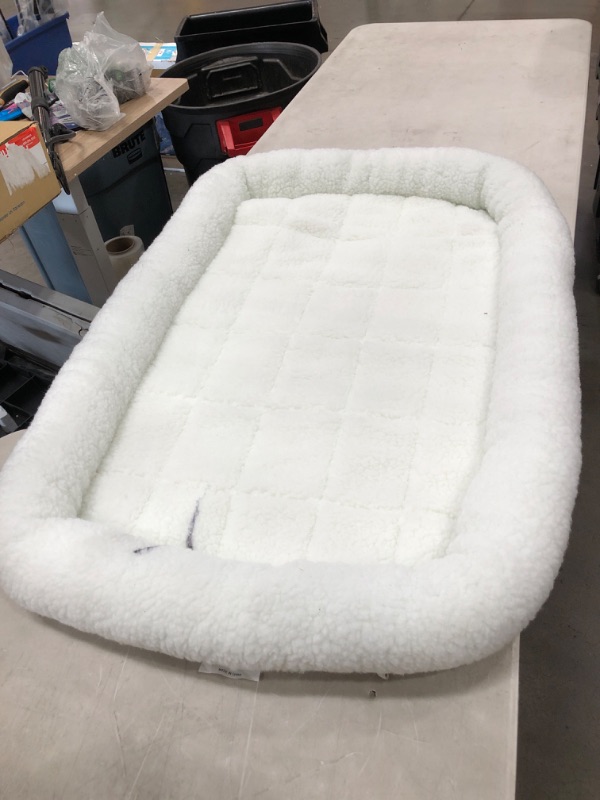 Photo 2 of 42L-Inch White Fleece Dog Bed or Cat Bew w/ Comfortable Bolster | Ideal for Large Dog Breeds & Fits a 42-Inch Dog Crate | Easy Maintenance Machine Wash & Dry | 1-Year Warranty
