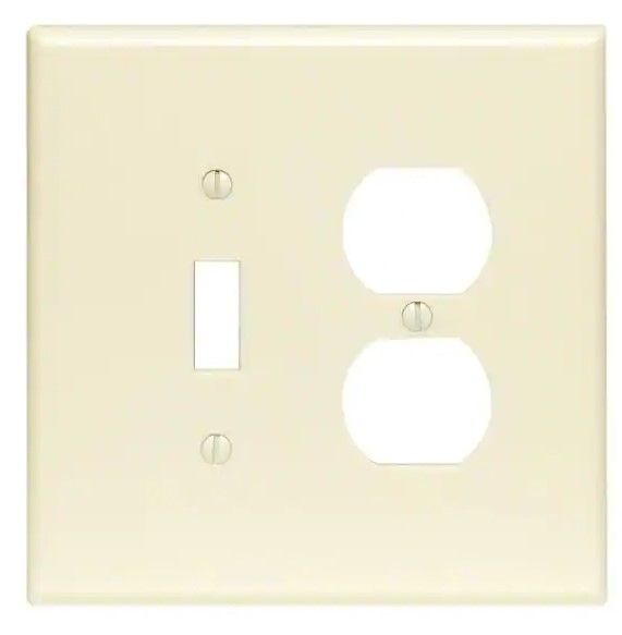 Photo 1 of 25 items 
Leviton 2-Gang 1-Toggle 1-Duplex Combination Wall Plate, Ivory (X25)