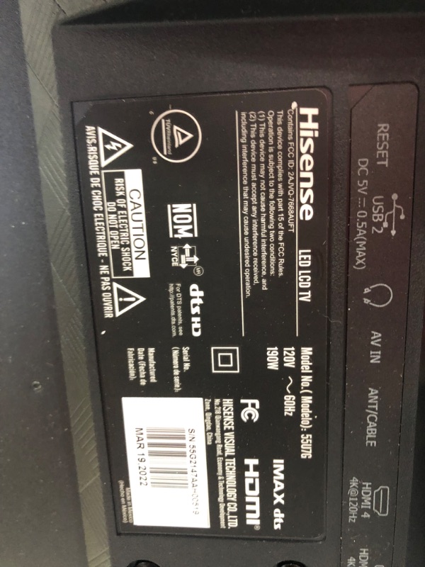 Photo 1 of Hisense ULED Premium 55U7G QLED Series 55-inch Android 4K Smart TV with Alexa Compatibility, 1000-nit HDR10+, Dolby Vision & Atmos, 120Hz, HDMI 2.1, Game Mode Pro