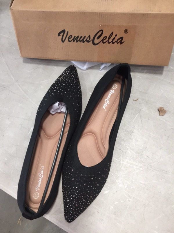 Photo 2 of VENUSCELIA WOMEN'S RHINESTONE AND BLACK SLIP ON HEELS SIZE 11