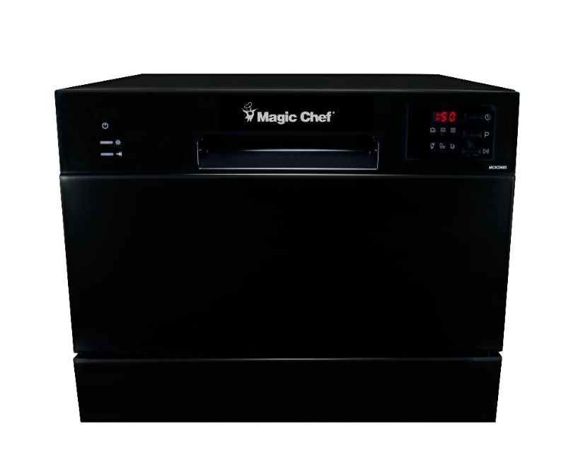 Photo 1 of **MINOR DAMAGE** Magic Chef 21-in. Electronic Portable Dishwasher with 6-Cycles and 6-Place Settings Capacity in Black
