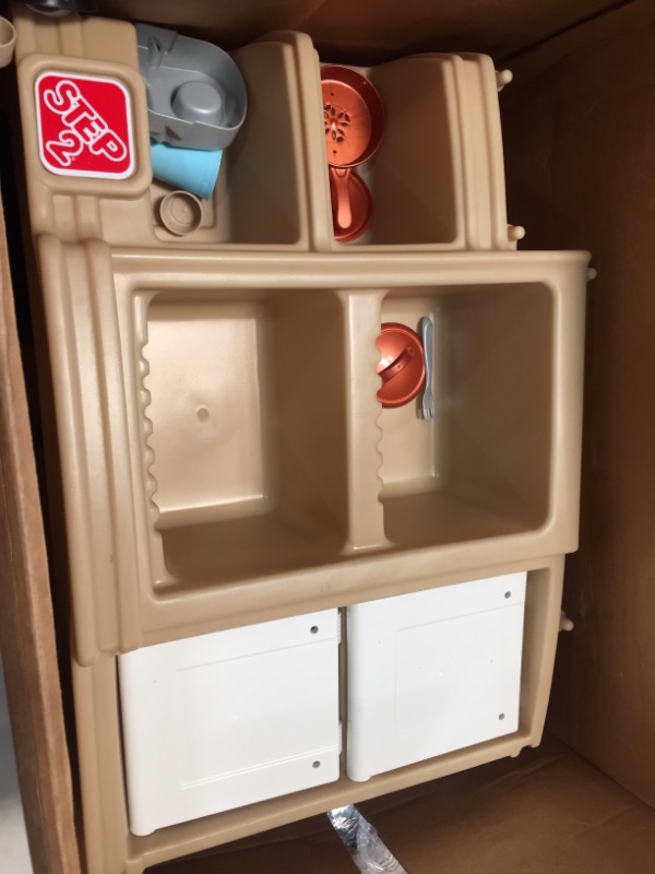 Photo 2 of **MISSING PARTS** Step2 Great Gourmet Play Kitchen with Storage Bins and Accessory Play Set - Tan
