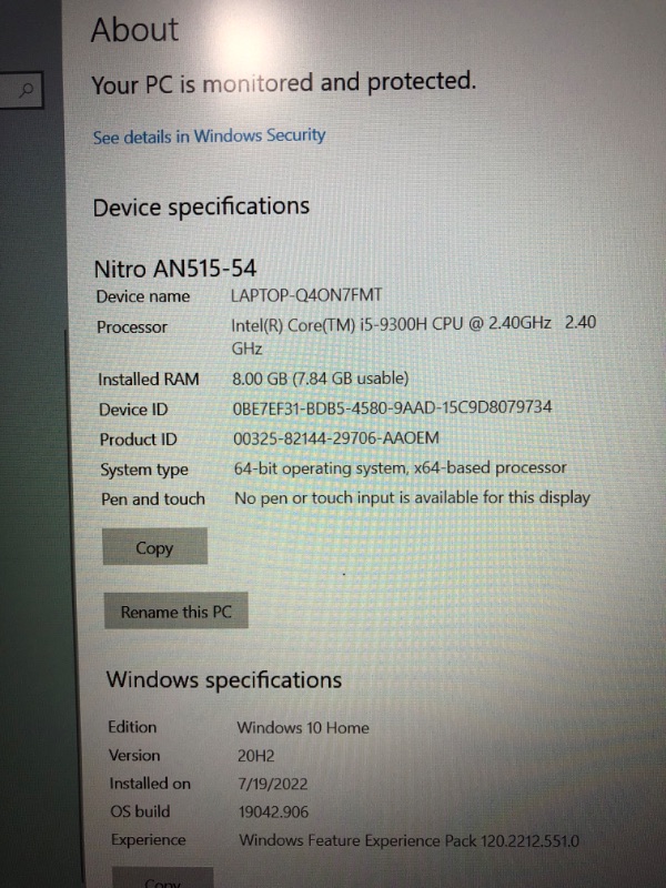 Photo 4 of Acer Nitro 5 Gaming Laptop, 9th Gen Intel Core i5-9300H, NVIDIA GeForce GTX 1650, 15.6" Full HD IPS Display, 8GB DDR4, 256GB NVMe SSD, Wi-Fi 6, Backlit Keyboard, Alexa Built-in, AN515-54-5812