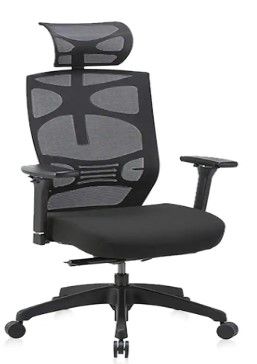 Photo 1 of  ERGONOMIC OFFICE CHAIR - HIGH BACK DESK CHAIR WITH ADJUSTABLE LUMBAR SUPPORT, HEADREST & 3D METAL ARMREST - 130° ROCKING MESH COMPUTER CHAIR