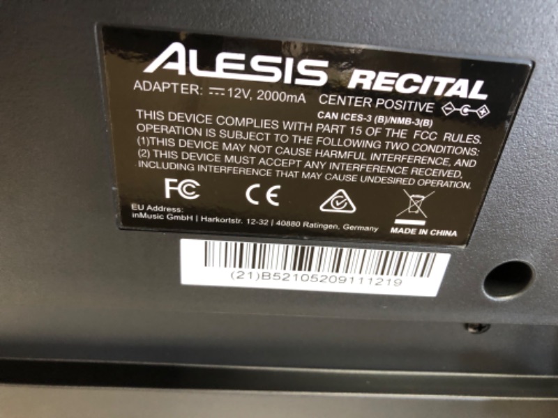 Photo 7 of Alesis Recital – 88 Key Digital Piano Keyboard with Semi Weighted Keys, 2x20W Speakers, 5 Voices, Split, Layer and Lesson Mode, FX and Piano Lessons