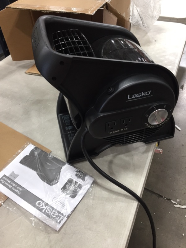 Photo 2 of **MINOR DAMAGE TO INSIDE BLADES** Lasko Pivoting Pro Blower Fan - Cordless - 3 Speed - Multipurpose - Circuit Breaker - Black
