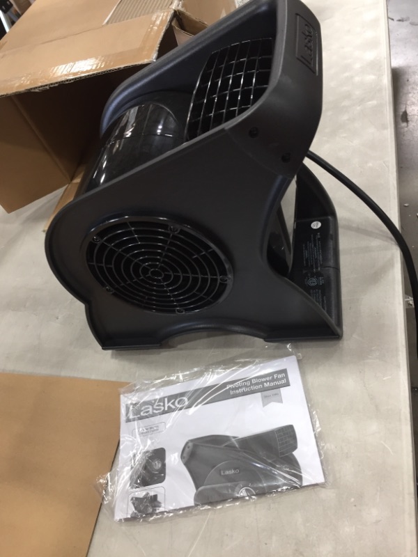 Photo 4 of **MINOR DAMAGE TO INSIDE BLADES** Lasko Pivoting Pro Blower Fan - Cordless - 3 Speed - Multipurpose - Circuit Breaker - Black
