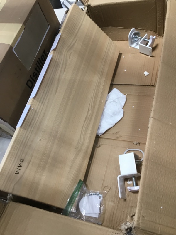 Photo 1 of VIVO Large Clamp-on Computer Keyboard and Mouse Under Desk Mount Slider Tray, 27 (33 Including Clamps) x 11 inch Pull Out Platform Drawer, Light Wood Tray, White Frame, MOUNT-KB05A
