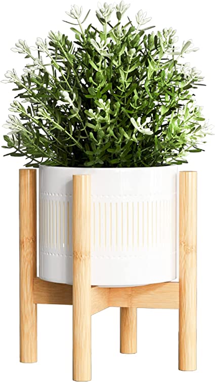 Photo 1 of Plant Stand Flower Pot Holder - BAMFOX Indoor Bamboo Mid Century Modern Plant Holder Display Rack for House Plants, Home Decor (Pot Not Included)