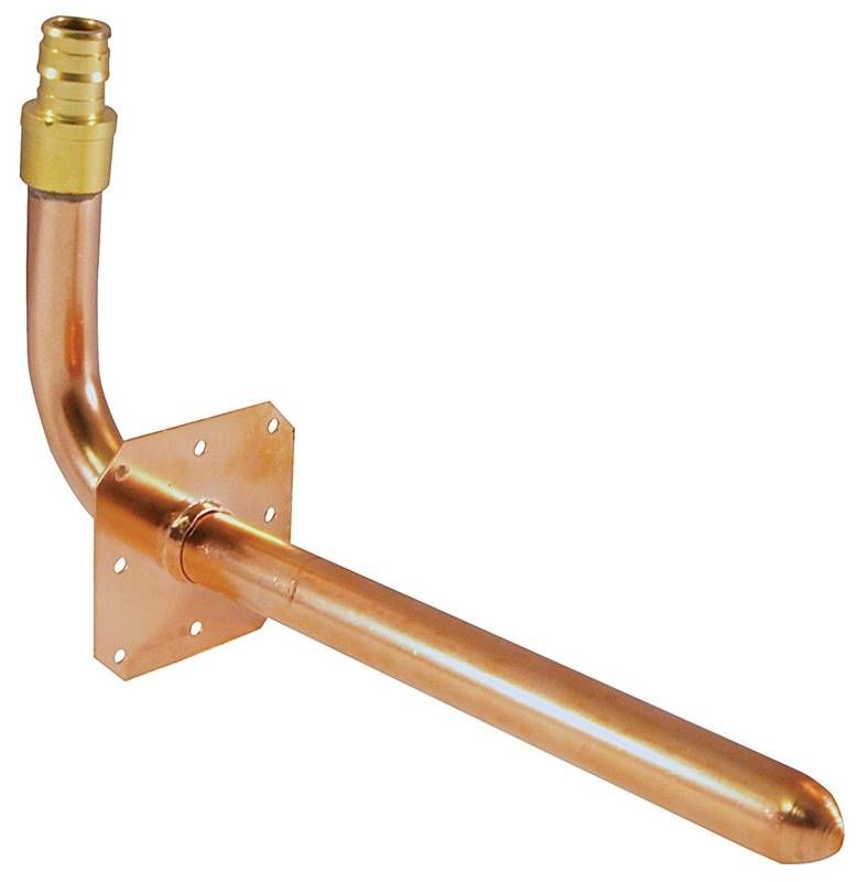 Photo 1 of 8 in. X 1/2 in. Copper PEX-a Expansion Barb Stub-Out 90-Degree Elbow with Flange, 4 Cts 