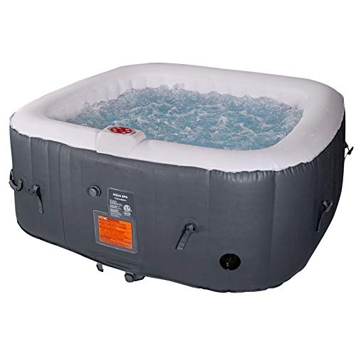 Photo 1 of **incomplete, Sold for Parts** AquaSpa #WEJOY Portable Hot Tub 61X61X26 Inch Air Jet Spa 2-3 Person Inflatable Square Outdoor Heated Hot Tub Spa with 120 Bubble Jets, Grey, One Size
