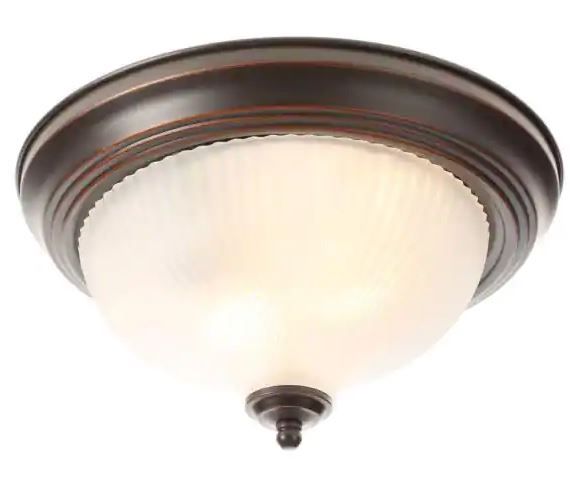 Photo 1 of 11 in. 2-Light Oil Rubbed Bronze Flush Mount
