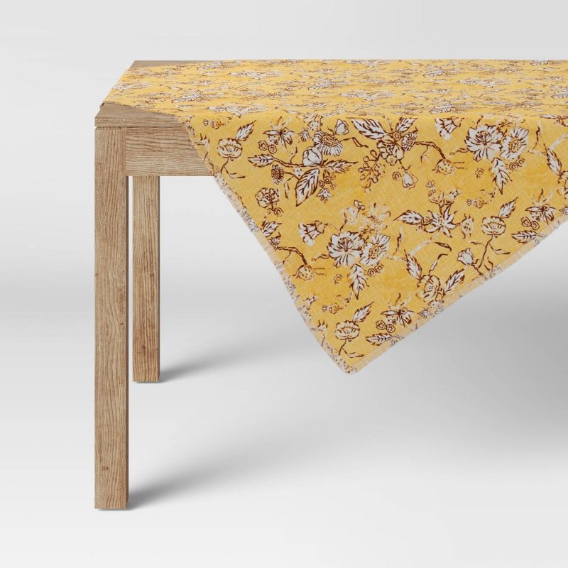 Photo 1 of 2 PIECES
50" Cotton Flower Printed Table Throw Yellow - Threshold™
