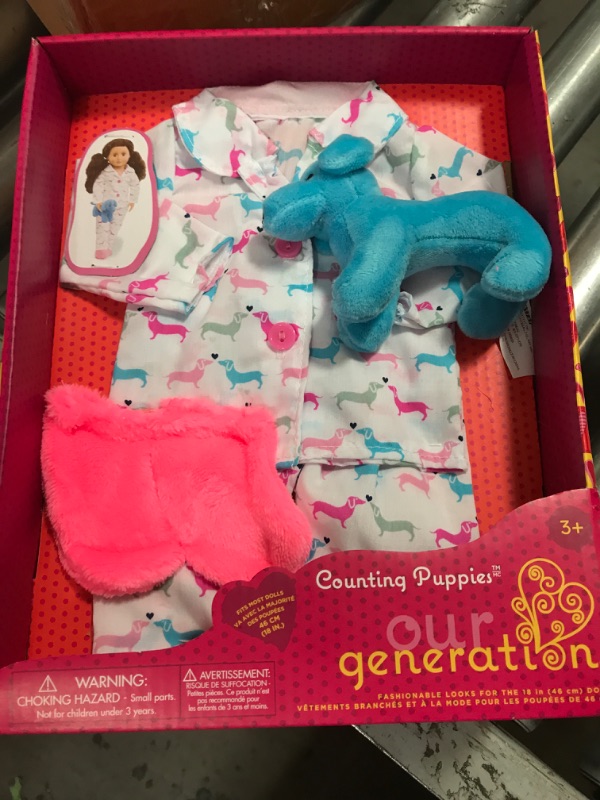 Photo 2 of 4  SETS
Our Generation Dolls Counting Puppies Dog Print PJS Outfit for Dolls 18
