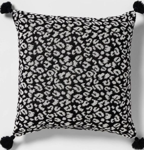 Photo 1 of *2 pack*
Textured Woven Animal Pattern Square Throw Pillow Black/Cream - Opalhouse™

