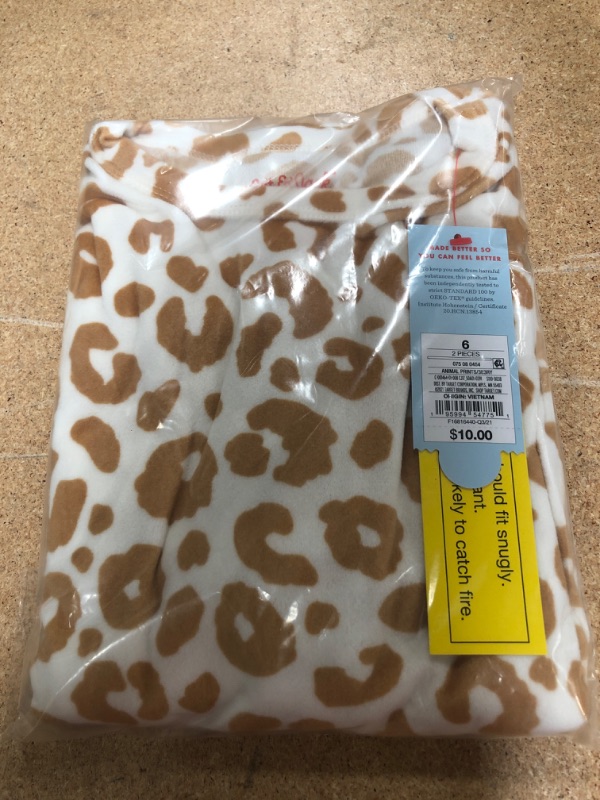 Photo 2 of 12 packs of Girls' 2pc Snuggly Soft Animal Print Pajama Set, size 6 - Cat & Jack™ White/Brown

