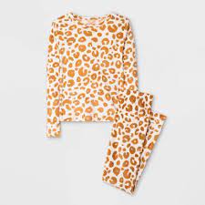 Photo 1 of 12 packs of Girls' 2pc Snuggly Soft Animal Print Pajama Set, size 6 - Cat & Jack™ White/Brown

