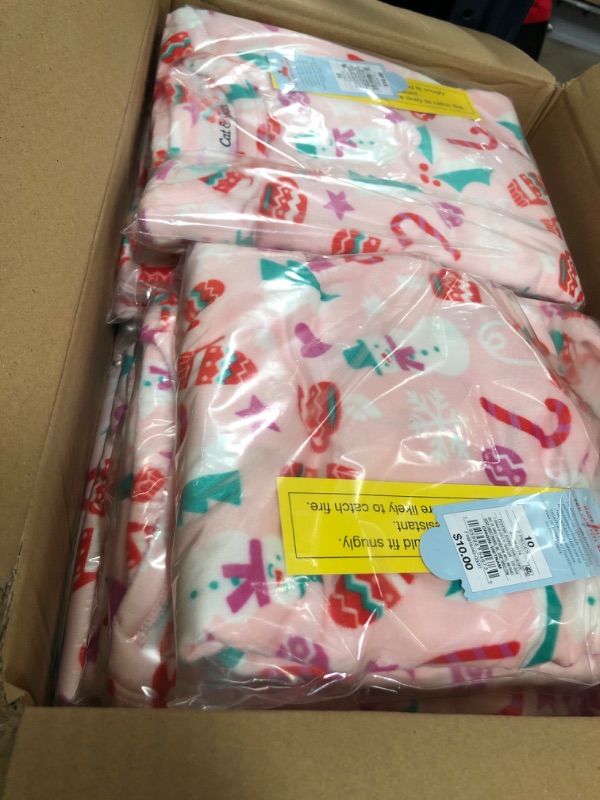 Photo 3 of 12 packs of Girls' 2pc Snuggly Soft Festive Icons Print Pajama Set, size 10 - Cat & Jack™ Pink

