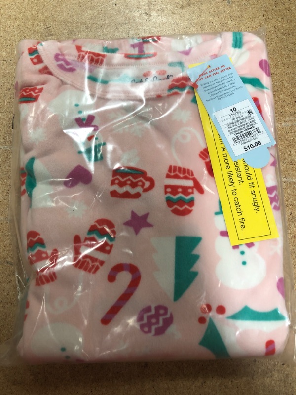 Photo 2 of 12 packs of Girls' 2pc Snuggly Soft Festive Icons Print Pajama Set, size 10 - Cat & Jack™ Pink

