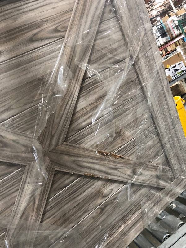 Photo 1 of (***DAMAGED***
TRUporte 42 in. x 84 in. Silver Oak MDF Frosted Glass 5-Lite Rustic Sliding Barn Door -HARDWARE KIT IS NOT INCLUDED ,J HOOK IS NOT INCLUDED 