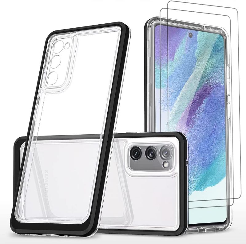 Photo 1 of QUIETIP Compatible with Samsung Galaxy S22+ Plus Case Clear with 2 Pack Screen Protector,Soft Silicone TPU Transparent PC 2 in 1 Acrylic Bumper Cover,BLACK
2 X CASES