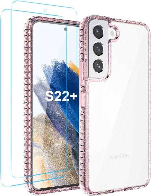 Photo 1 of QUIETIP Compatible with Samsung Galaxy S22+ Plus Case Clear with 2 Pack Screen Protector,Soft Silicone TPU Transparent PC 2 in 1 Acrylic Bumper Cover,PINK
2 X CASES