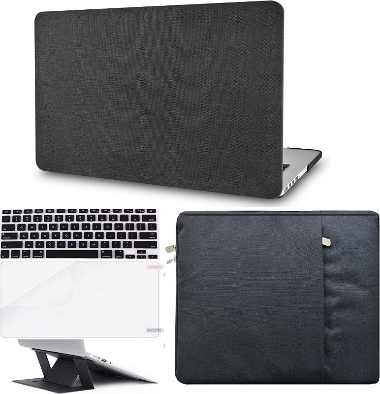 Photo 1 of KECC Compatible with MacBook Pro Retina 13 inch Case 2012-2015 A1502 A1425 Plastic Hard Shell + Keyboard Cover + Sleeve + Screen Protector + Laptop Stand (Black Fabric)