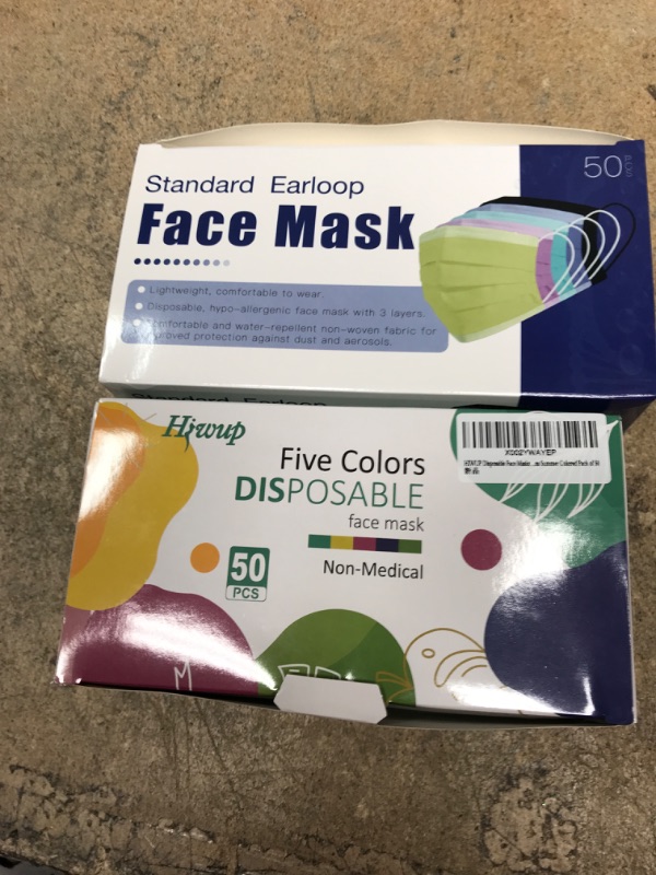 Photo 1 of 2 50PCS MULTI COLORER DISPOS FACE MASKS