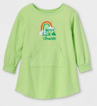 Photo 1 of Toddler Girls' 'Good Luck Charm' Long Sleeve Dress - Cat & Jack™ Green, 3T (12 pack)

