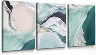 Photo 1 of Bfgsrtcbox Abstract Green and White Painting Seascape Paintings for Wall Dark Green Posters for Living Room Teal Green Canvas Art Wall Decor Abstract Oil Painting on Canvas 16x24inx3pcs No Frame
