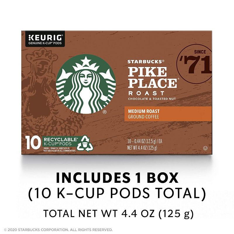 Photo 1 of 2  Starbucks Medium Roast K-Cup Coffee Pods — Pike Place Roast for Keurig Brewers ** BB 6/18/22**