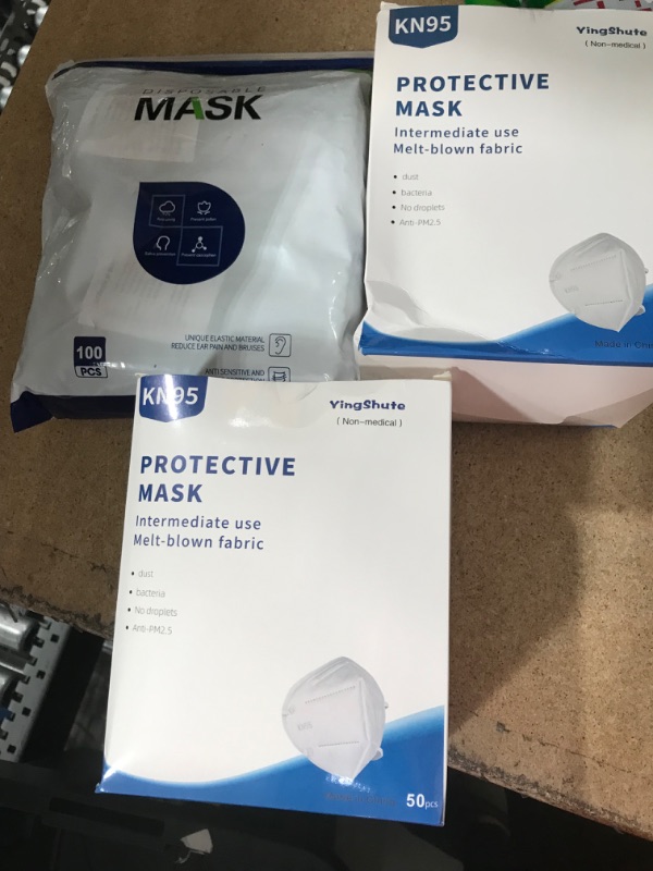 Photo 1 of ** MASK BUNDLE***
2 KN95 Face Mask 50 Pack & 1 PACK OF 100B DISPOSABLE MASKS