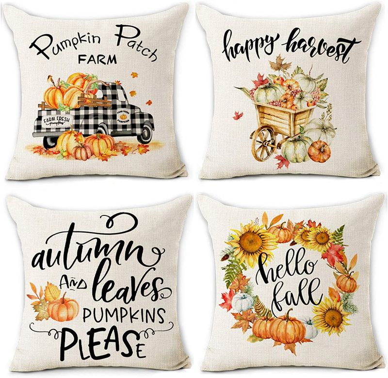 Photo 1 of **pillow cover bundles**
pinata Fall Pillow Covers 18x18, Cotton Linen Pumpkin Throw Pillows
Set of 2 Luxury Faux Fur Pillow Covers,24x24 (black)