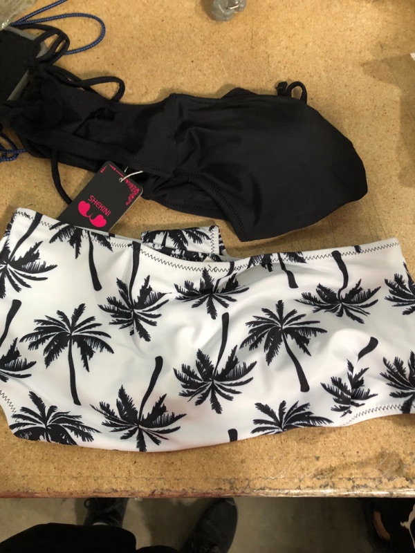 Photo 2 of ** STOCK PHOTO FOR REFERENCE ONLY***
SHEKINI Womens Bathing Suit (BLACK AND WHITE PALM TREES)
Size large