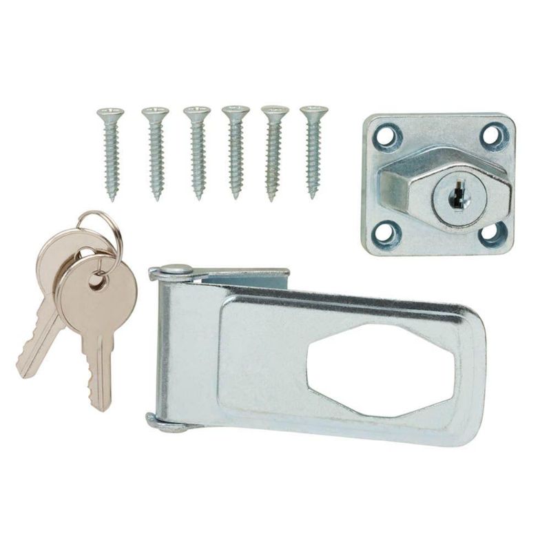 Photo 1 of 3ct Everbilt 3-1/2 in. Zinc-Plated Key Locking Safety Hasp, Zinc Plated
