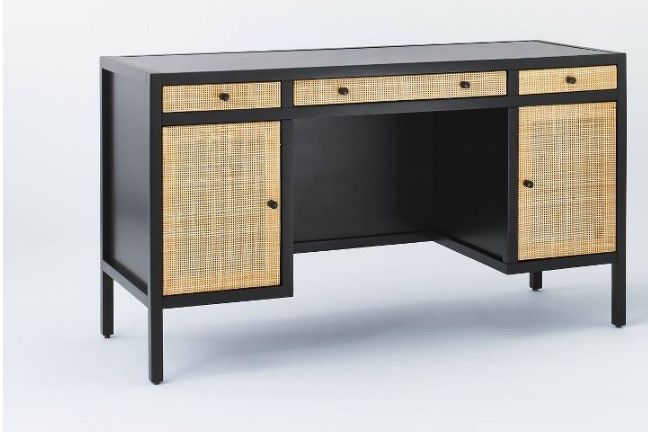 Photo 1 of Springville Wood Executive Desk with Drawers Black - Threshold™ designed with Studio McGee

