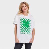 Photo 1 of case of 6  Women's St. Patrick's Day Short Sleeve Oversized Graphic T-Shirt - s/m