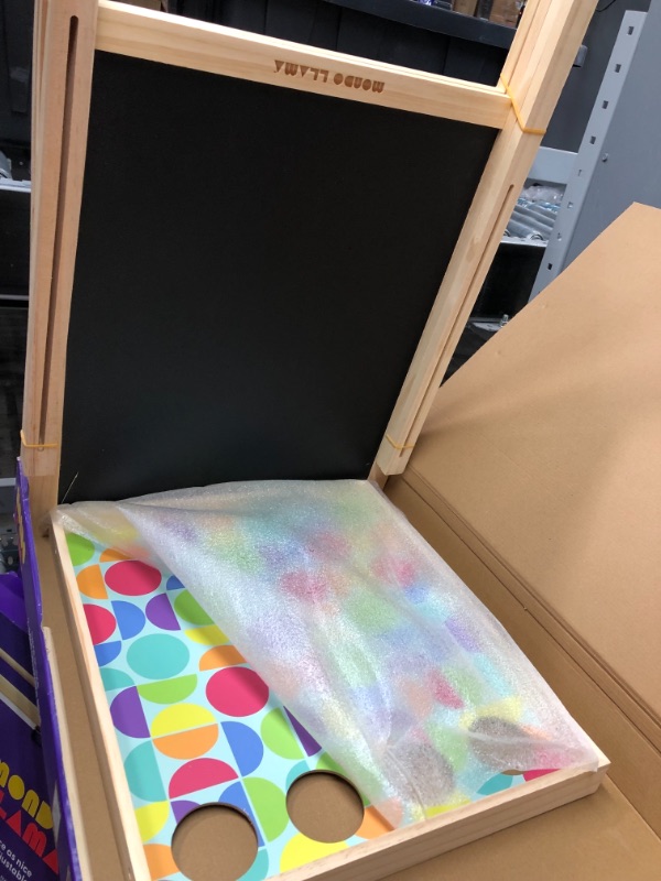 Photo 3 of 2-sided Dry Erase/Chalkboard Collapsible Easel with No-Spill Paint Cups and Art Clips - Mondo Llama™

