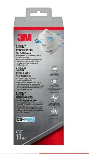 Photo 1 of 3M 9205 N95 Aura Particulate Disposable Respirator Foldable (10-Pack)