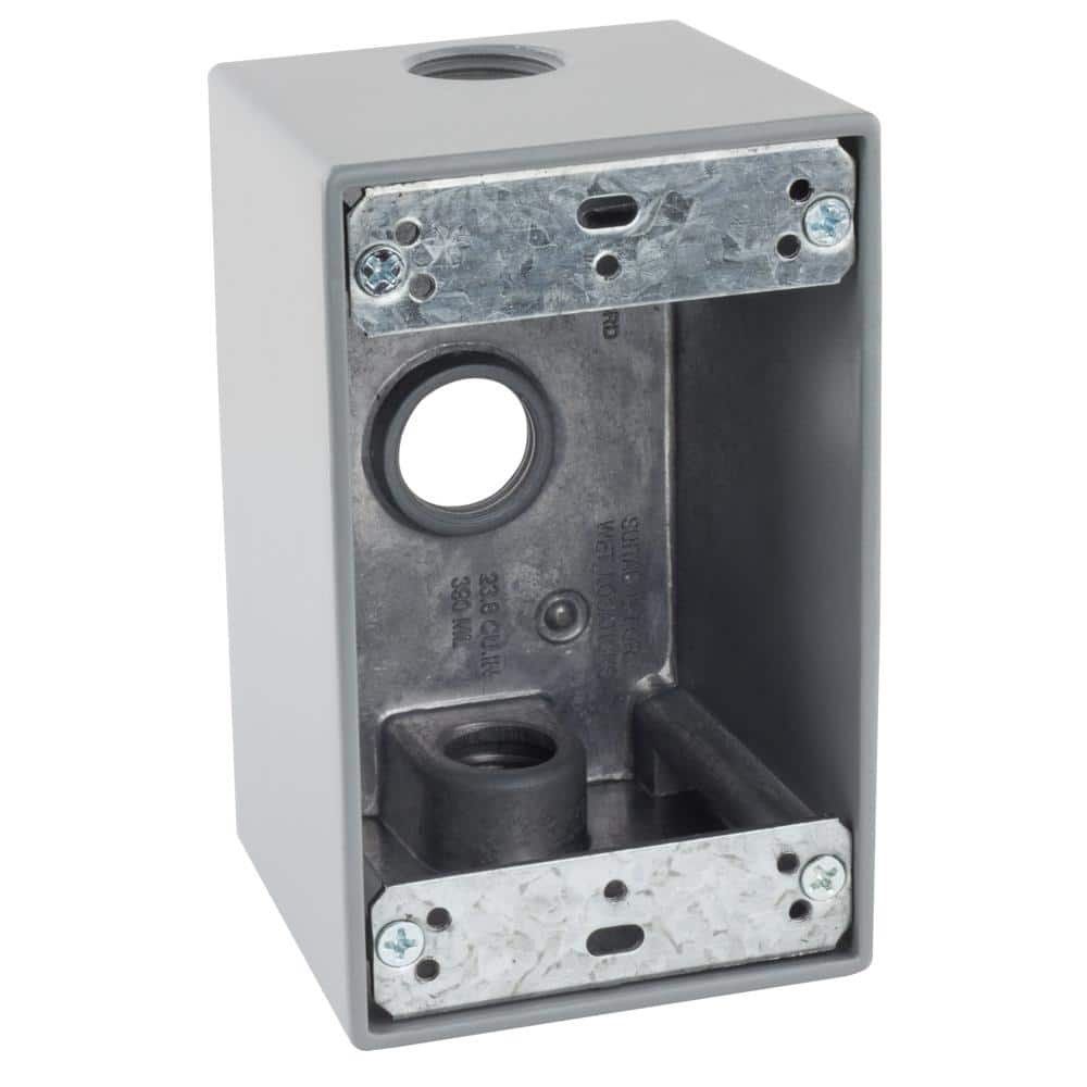 Photo 1 of 2pk-Commercial Electric 1/2 in. Gray 1-Gang 3-Holes Weatherproof Deep Box
